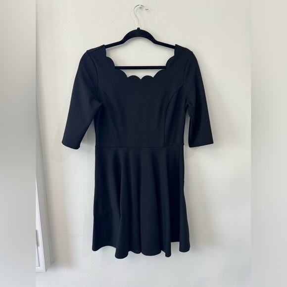 Tip the Scallops Black Scalloped Skater Dress - L - Picture 3 of 4